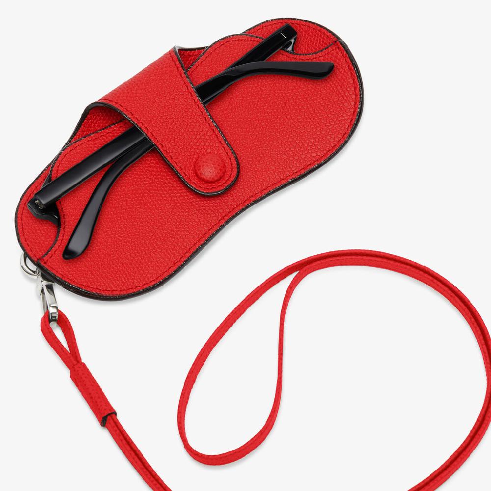 Valextra Porta occhiali da Donna con tracolla in Pelle Rossa | Valextra Moda