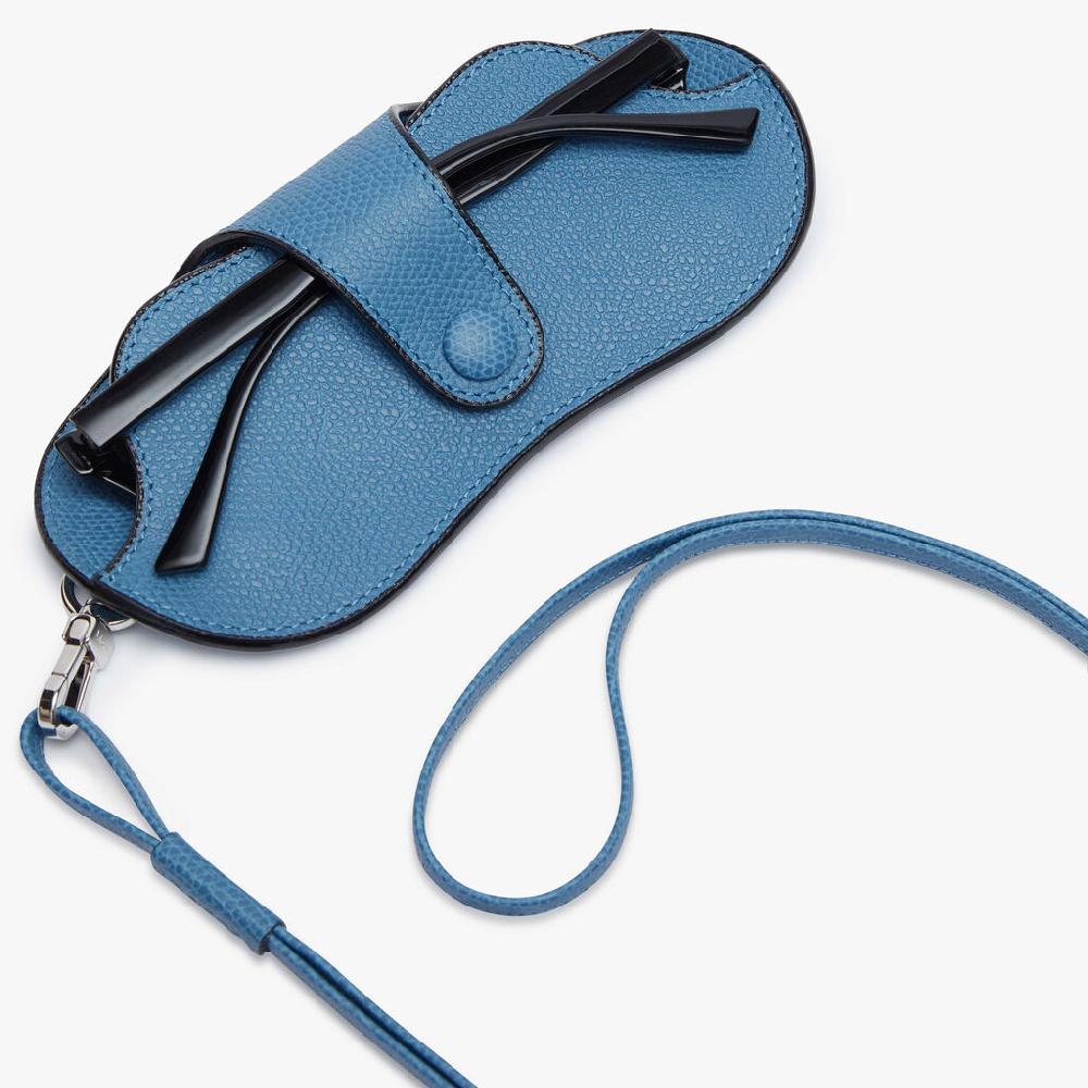 Valextra Custodia occhiali da Donna in Pelle Azzurra di Lusso | Valextra Italy