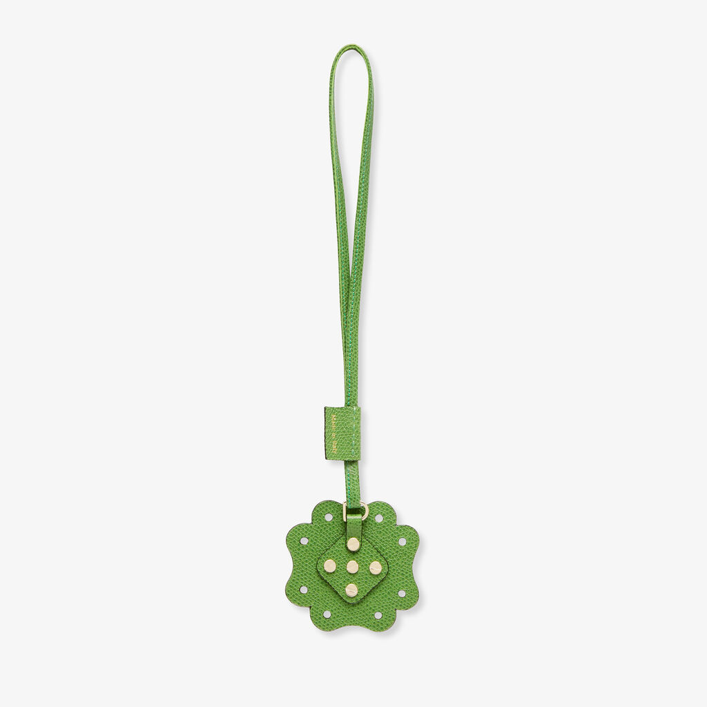 Valextra Charm Engineering Beauty Quadrifoglio | Pelle di vitello Millepunte | Verde Prato | Valextra Vendita