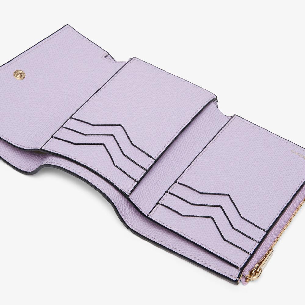 Valextra Portafoglio piccolo da Donna di Lusso in Pelle Lilla | Valextra Pocket Spedizione Gratuita