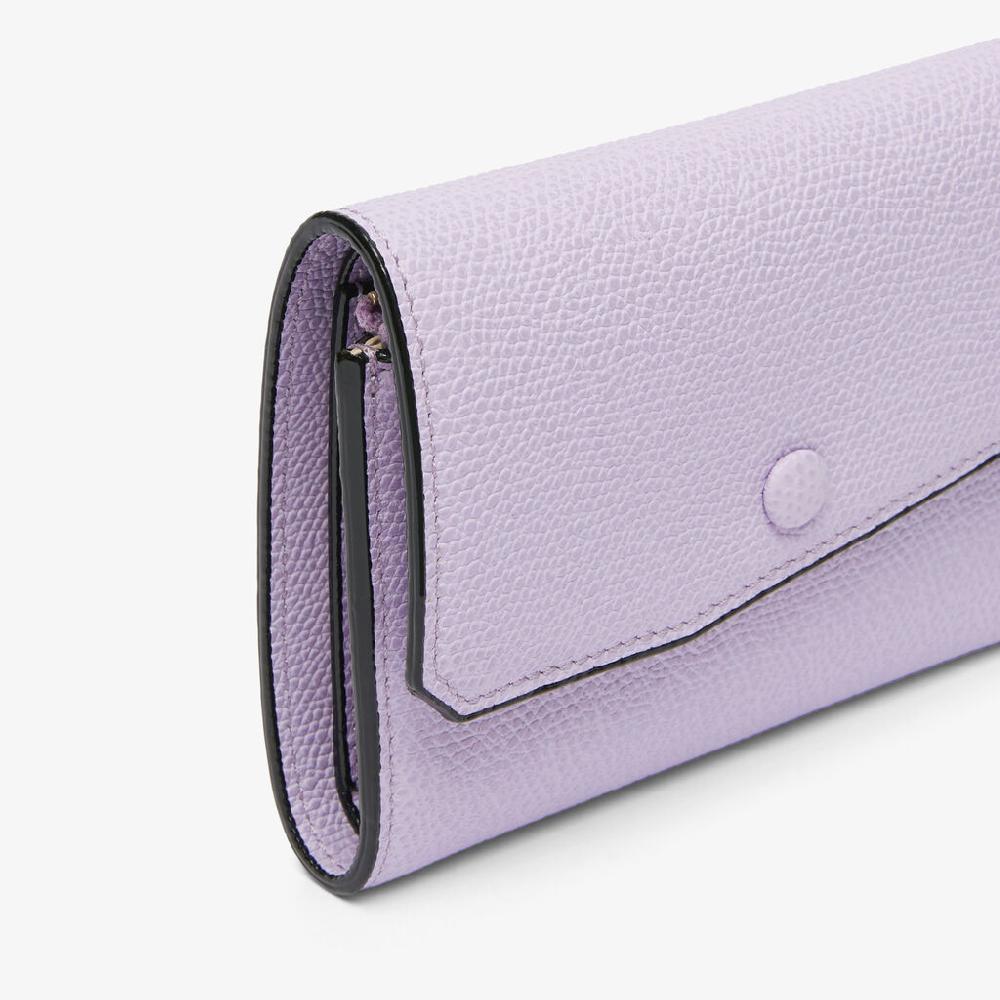 Valextra Portafoglio piccolo da Donna di Lusso in Pelle Lilla | Valextra Pocket Spedizione Gratuita