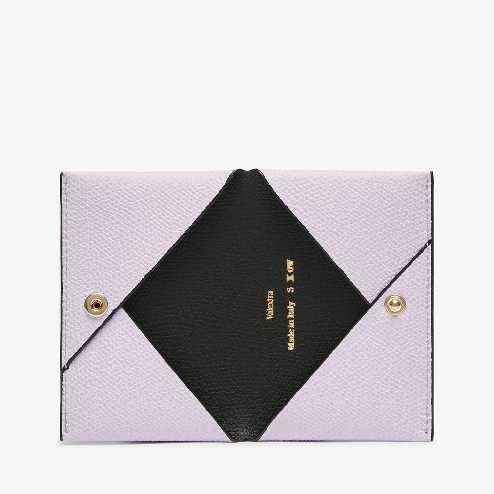 Valextra Porta carte con bottone da Donna in Pelle Rosa e Nera | Valextra Sottocosto
