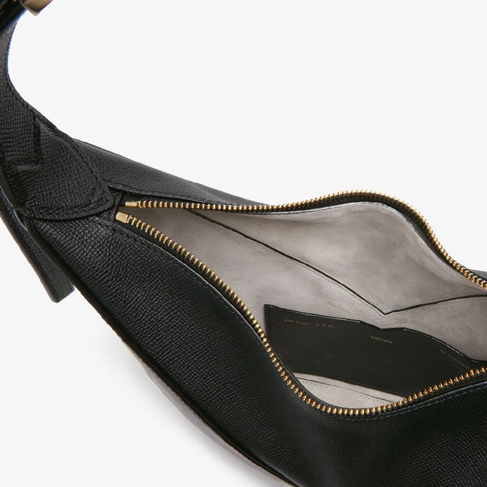 Valextra Borsa Hobo Vivi Mini | Pelle di vitello Millepunte Soft | Nero | Valextra In Vendita