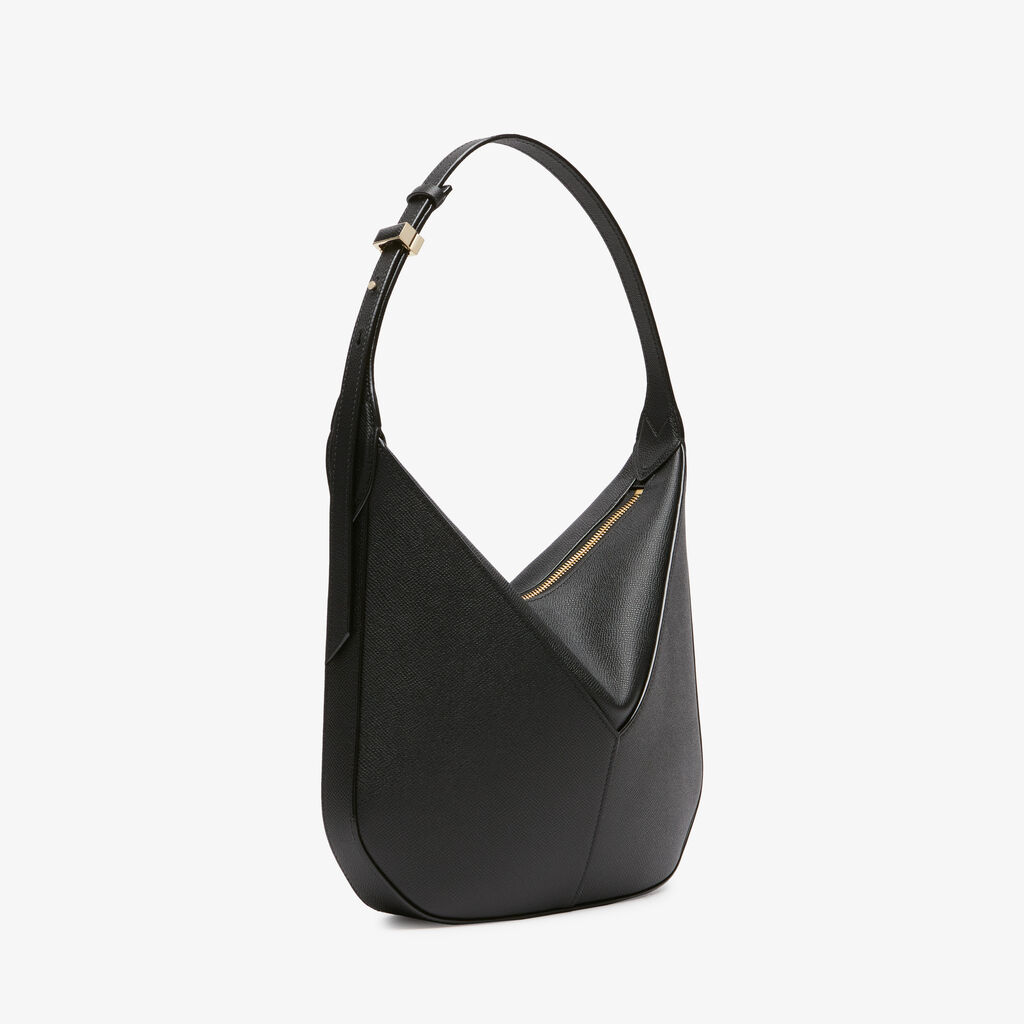 Valextra Borsa Hobo Vivi Mini | Pelle di vitello Millepunte Soft | Nero | Valextra In Vendita