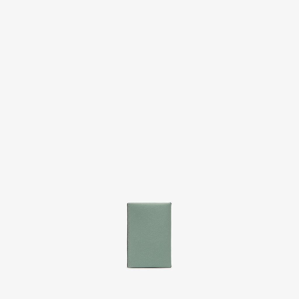 Valextra Porta Carte con Bottone | Pelle di vitello Millepunte | Verde Eucalipto/Nero | Valextra Saldi