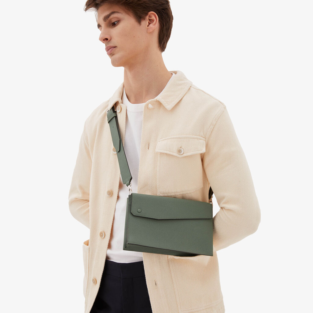 Valextra Borsa a tracolla da Uomo in Pelle Verde | Valextra Pocket Vendita Calda