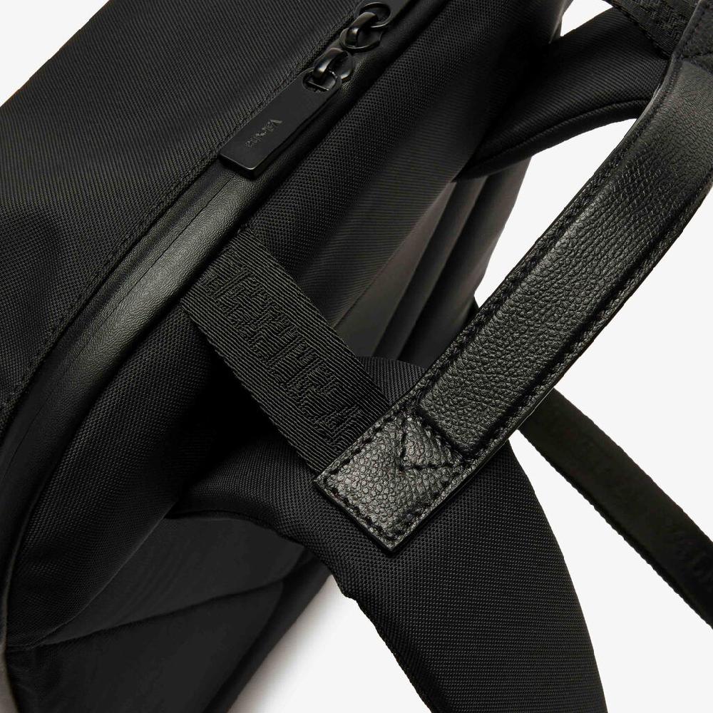 Valextra Zaino di Lusso in Nylon rigenerato e Pelle Nera | Valextra Saldi Di Fabbrica
