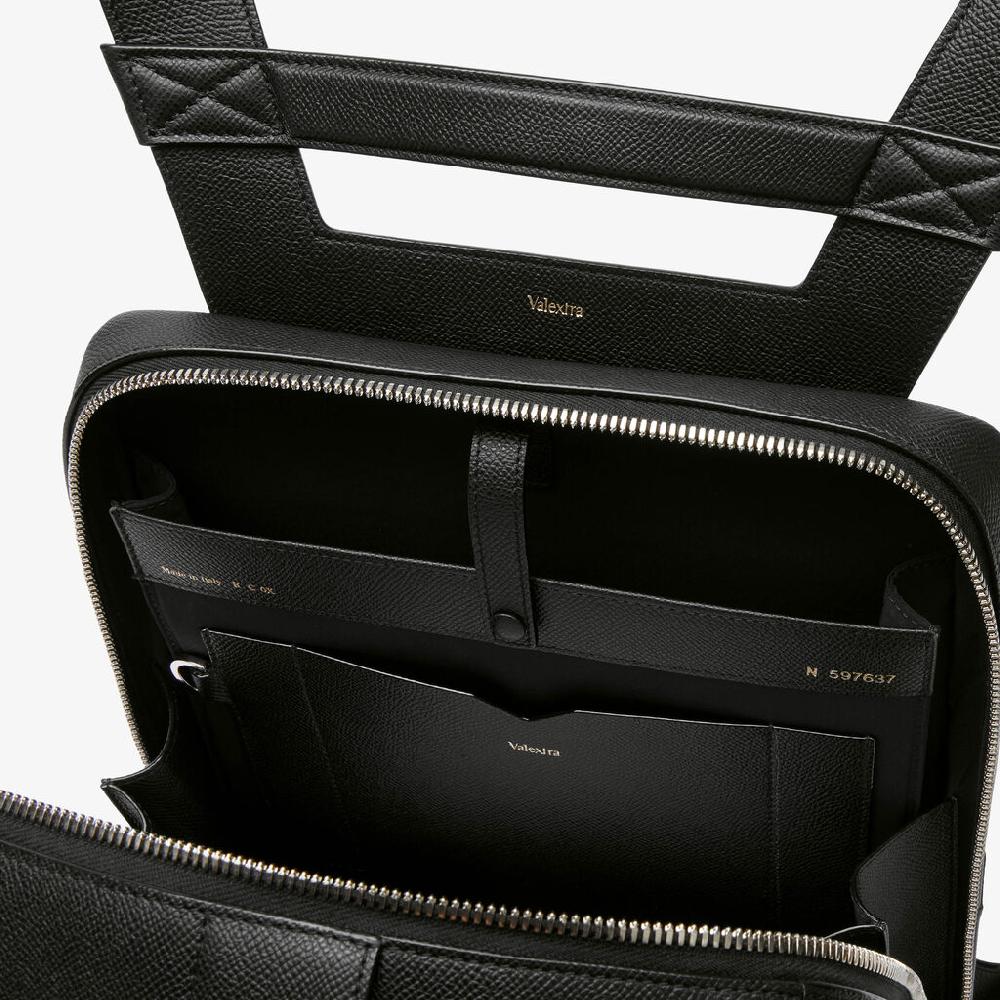 Valextra Zaino V-Line | Pelle di vitello Millepunte Soft | Nero | Valextra Vendite Flash