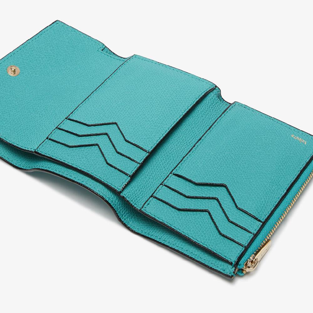 Valextra Portafoglio da Donna di Lusso in Pelle Azzurra | Valextra Pocket Negozio
