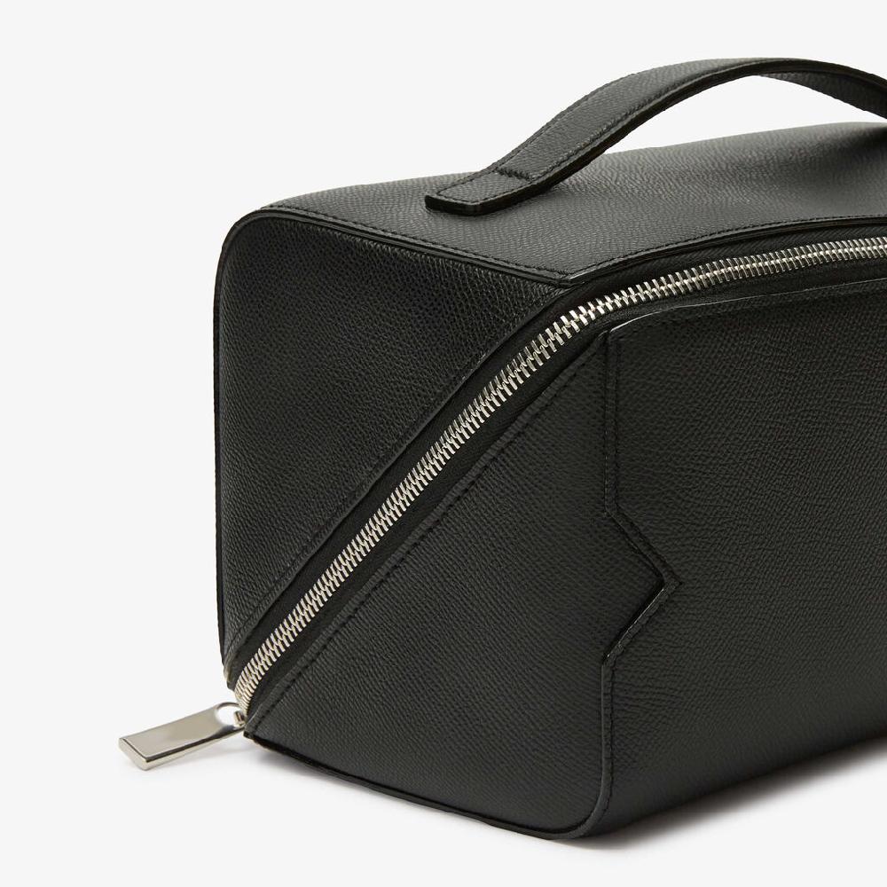Valextra Beauty case da Uomo di Lusso in Pelle Nera | Valextra V-Line 2025