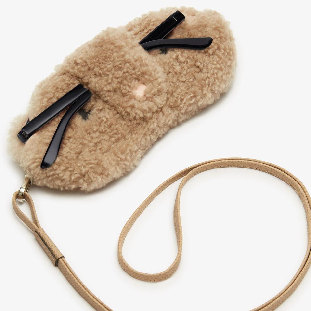 Valextra Custodia per occhiali Orso di Lusso in Shearling Beige Italia
