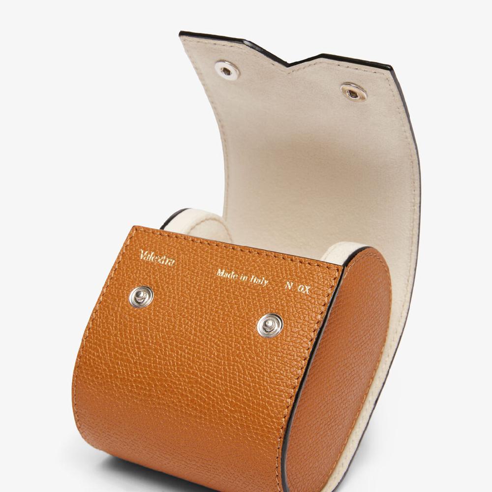Valextra Porta orologio singolo di Lusso in Pelle Marrone | Valextra V-Line In Linea