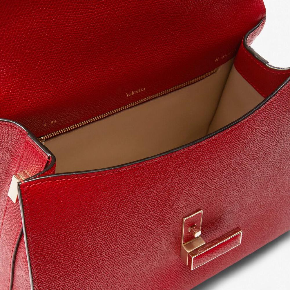 Valextra Valextra Iside: Borsa a mano Media in Pelle Rossa Spedizione Gratuita