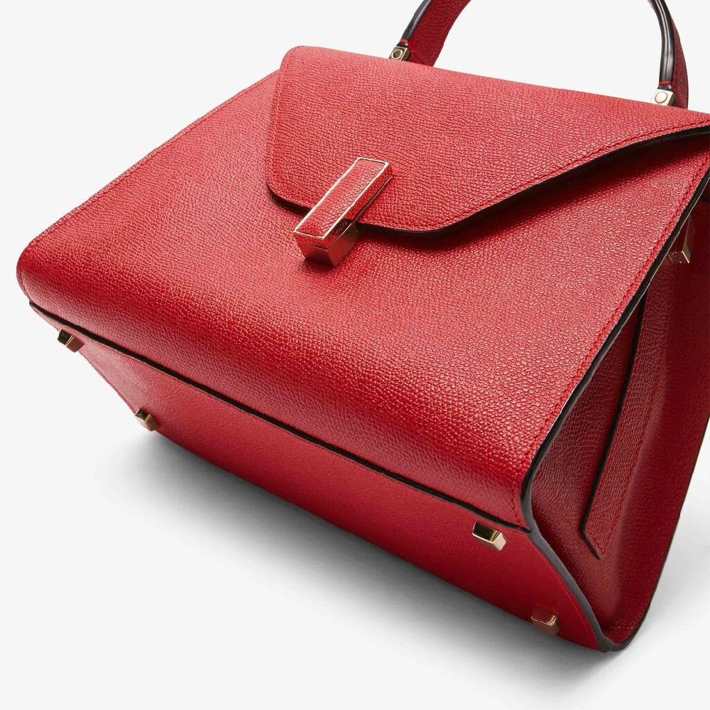 Valextra Valextra Iside: Borsa a mano Media in Pelle Rossa Spedizione Gratuita