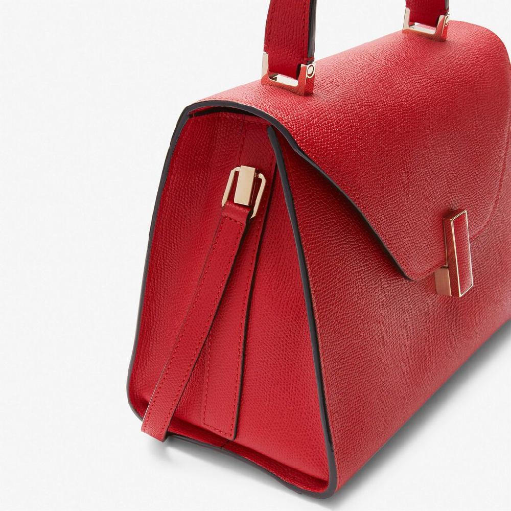 Valextra Valextra Iside: Borsa a mano Media in Pelle Rossa Spedizione Gratuita