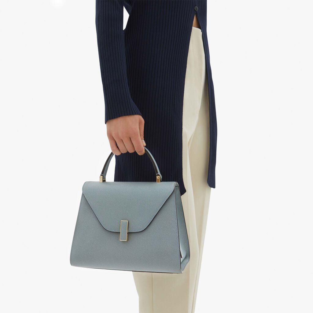 Valextra Valextra Iside: Borsa a mano Media in Pelle Blu Qualità Garantita