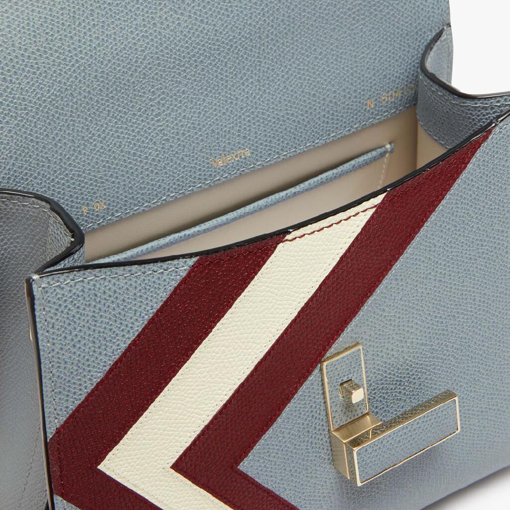 Valextra Borsa Donna Pelle intarsia Blu e Boreaux | Valextra Iside Acquista Ora