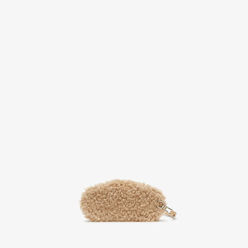 Valextra Custodia porta occhiali di Lusso in Shearling Beige Consegna Veloce