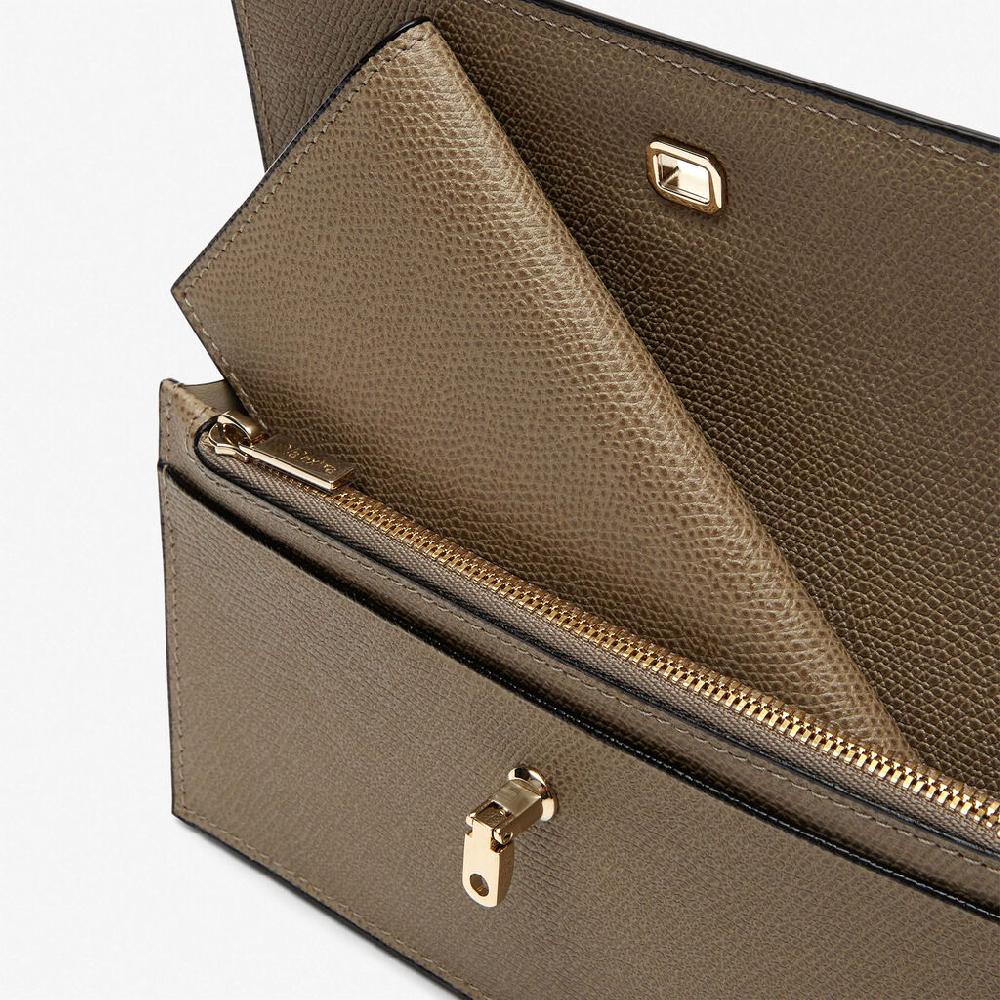 Valextra Valextra Brera: Portafoglio grande in Pelle Marrone Tortora Shopping Online