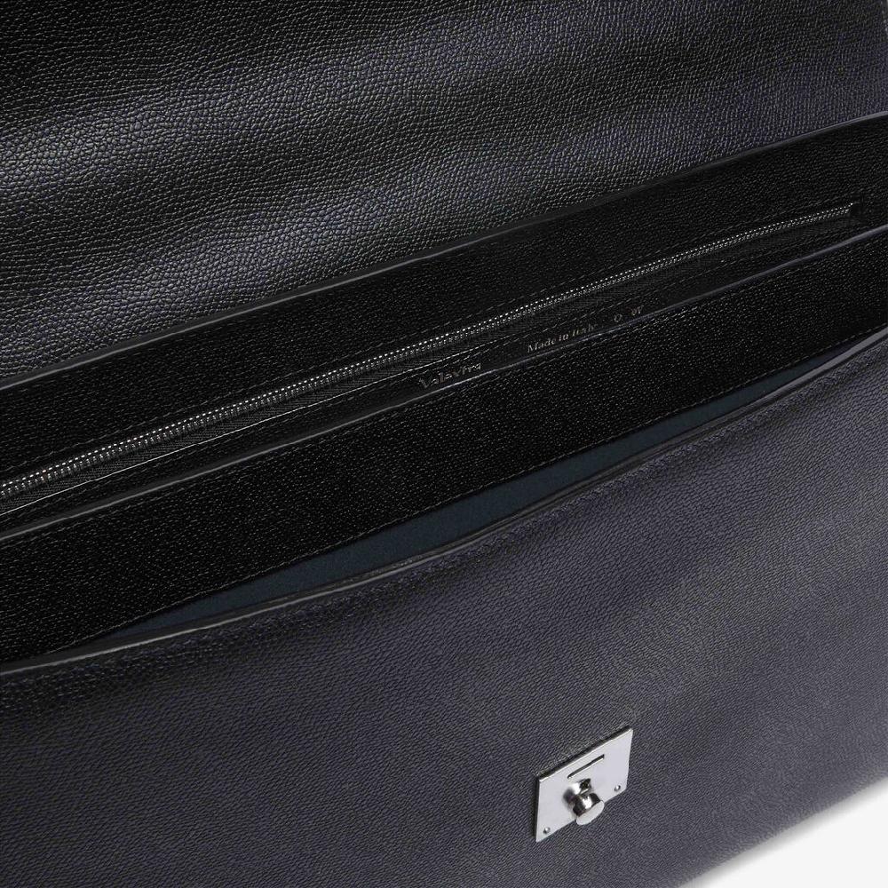 Valextra Valextra Avietta: Borsa business Media in Pelle Nera Black Friday