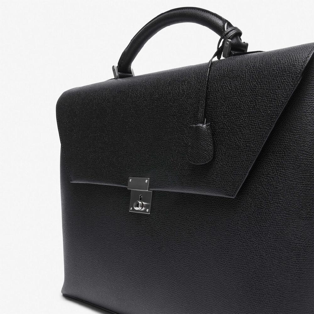 Valextra Valextra Avietta: Borsa business Media in Pelle Nera Black Friday