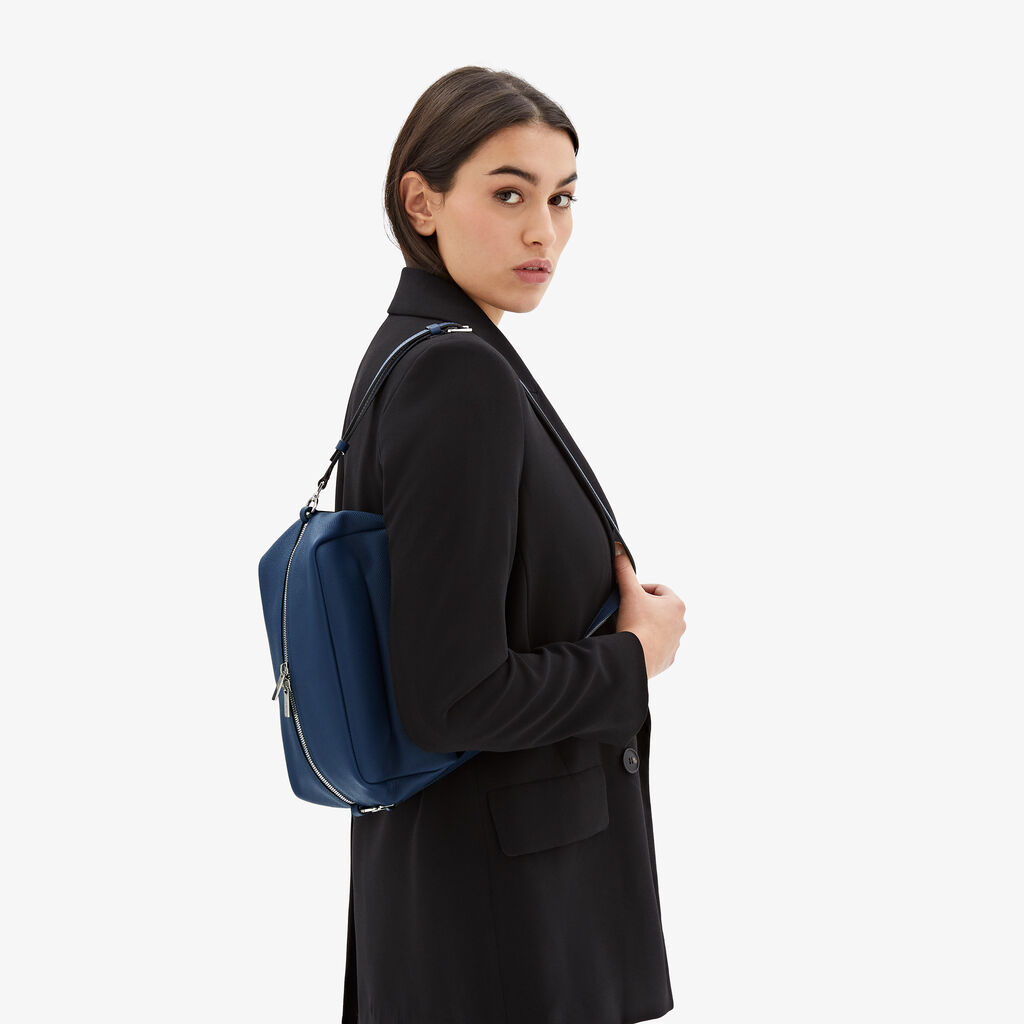 Valextra Borsa a tracolla da Donna di Lusso in Pelle Blu Zaffiro | Valextra Outlet