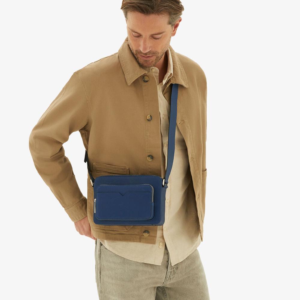Valextra Borsa reporter da Uomo in Pelle Blu Zaffiro | Valextra V-Line Hotsell