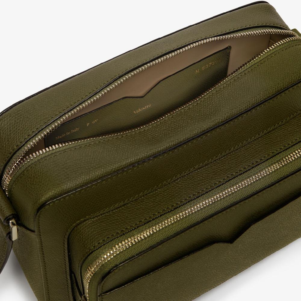 Valextra Borsa a tracolla da Uomo Verde Militare | Valextra V-Line Saldi Di Fabbrica