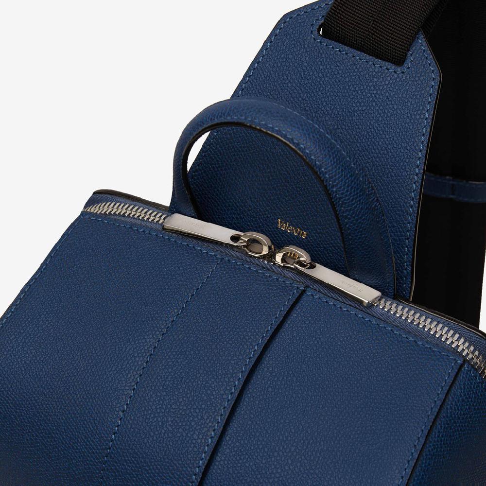 Valextra Zaino monospalla Uomo di Lusso in Pelle Blu | Valextra V-Line I Più Venduti