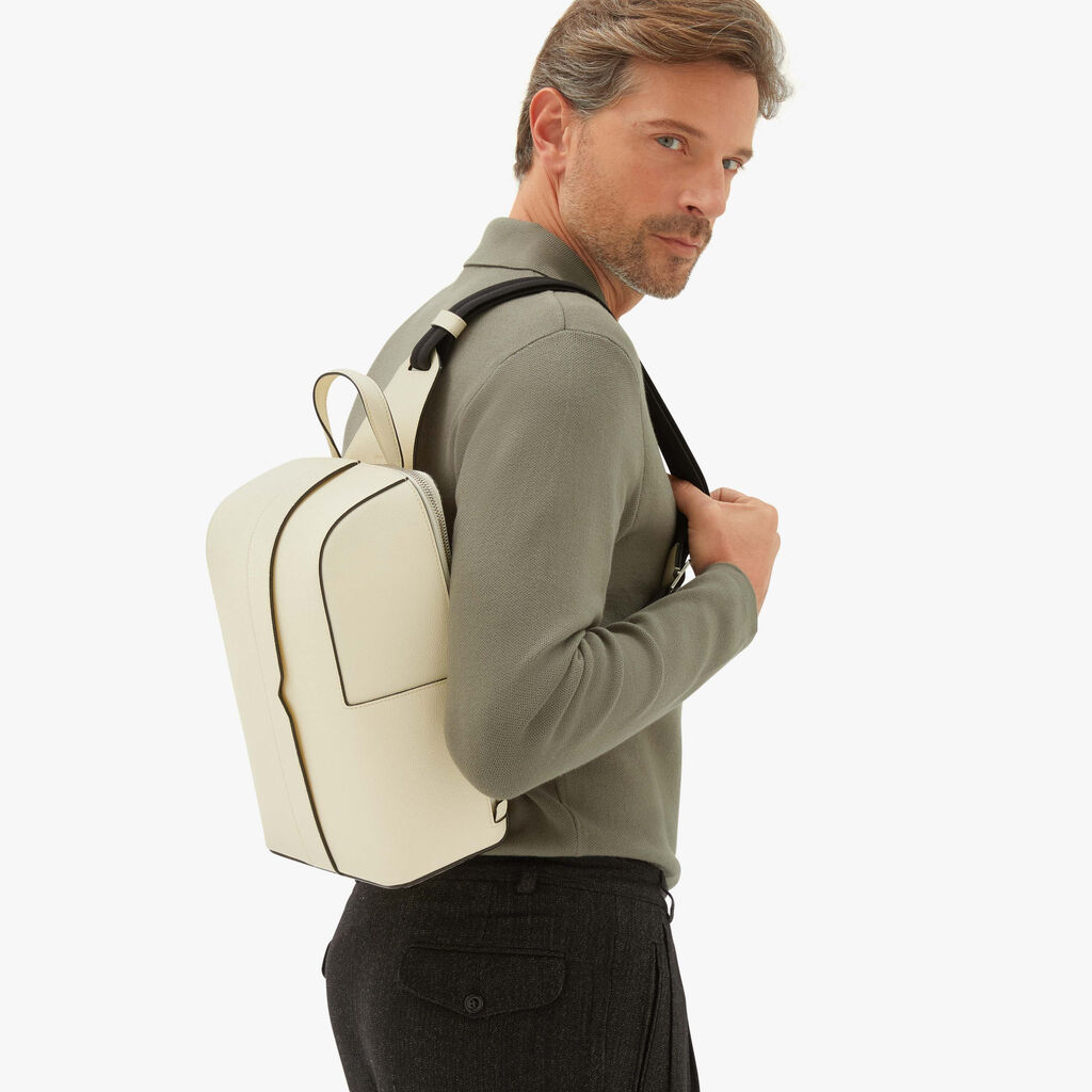 Valextra Valextra V-Line: Zaino monospalla in Pelle Bianca Negozio