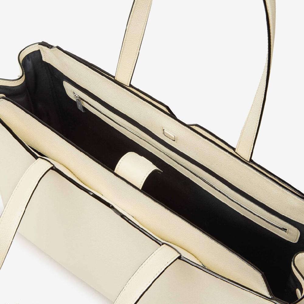 Valextra Shopping bag orizzontale da Uomo in Pelle Bianca | Valextra V-Line Italy