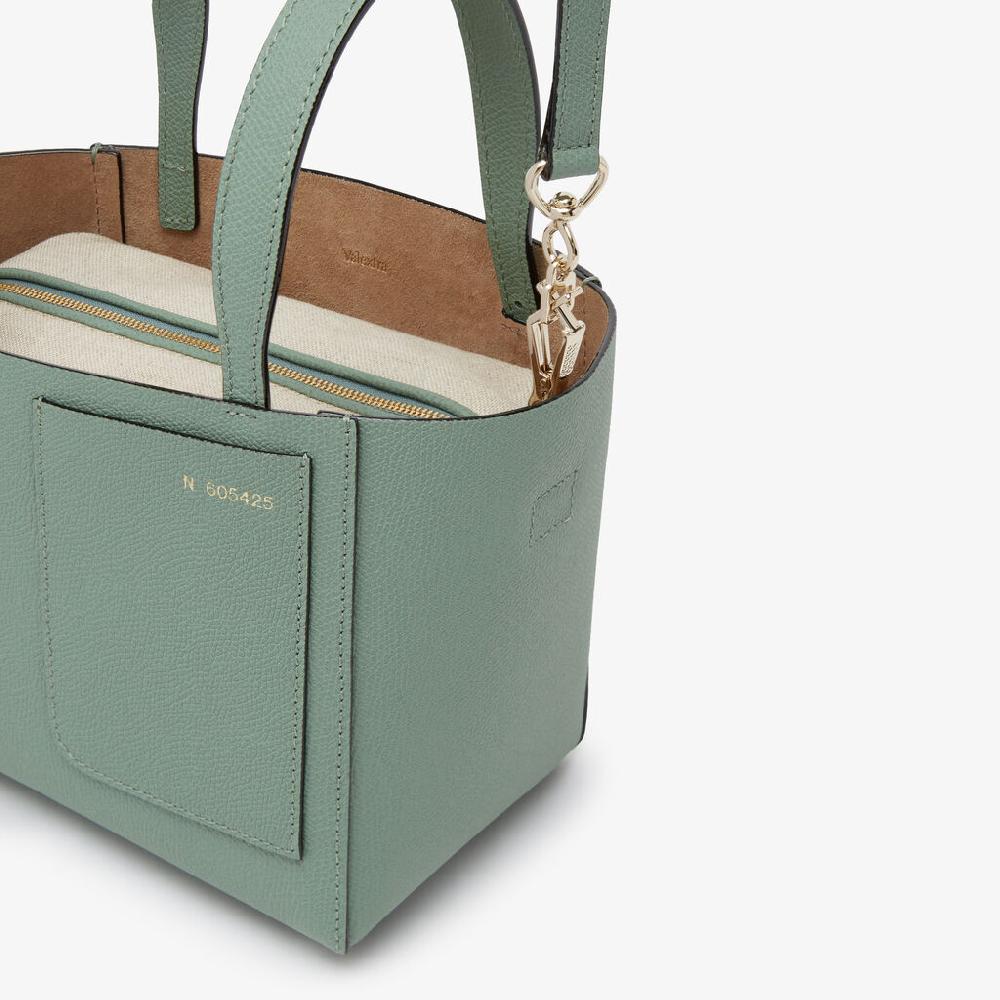 Valextra Borsa a Secchiello Soft Micro | Pelle di vitello Millepunte | Verde Eucalipto | Valextra Sottocosto