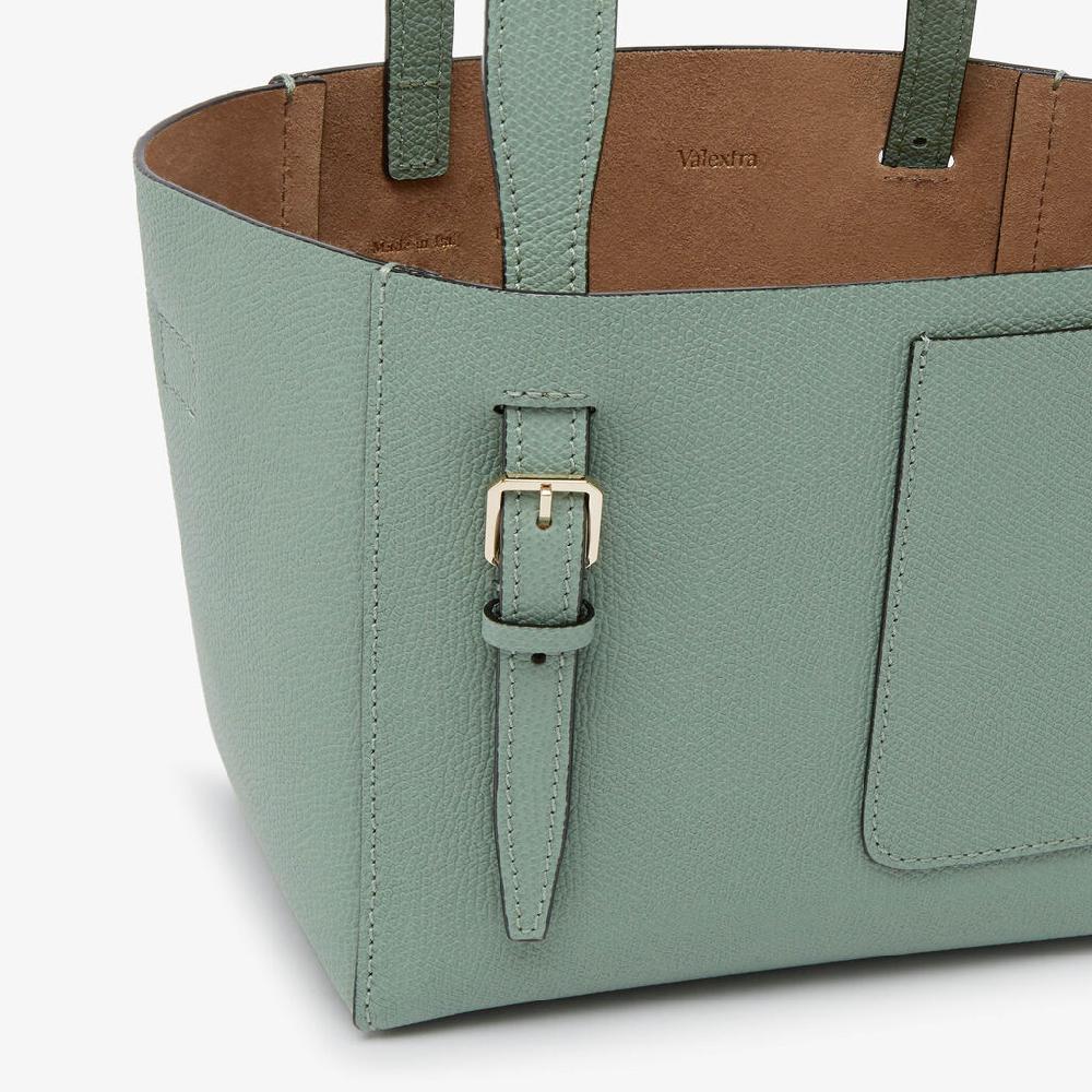 Valextra Borsa a Secchiello Soft Micro | Pelle di vitello Millepunte | Verde Eucalipto | Valextra Sottocosto