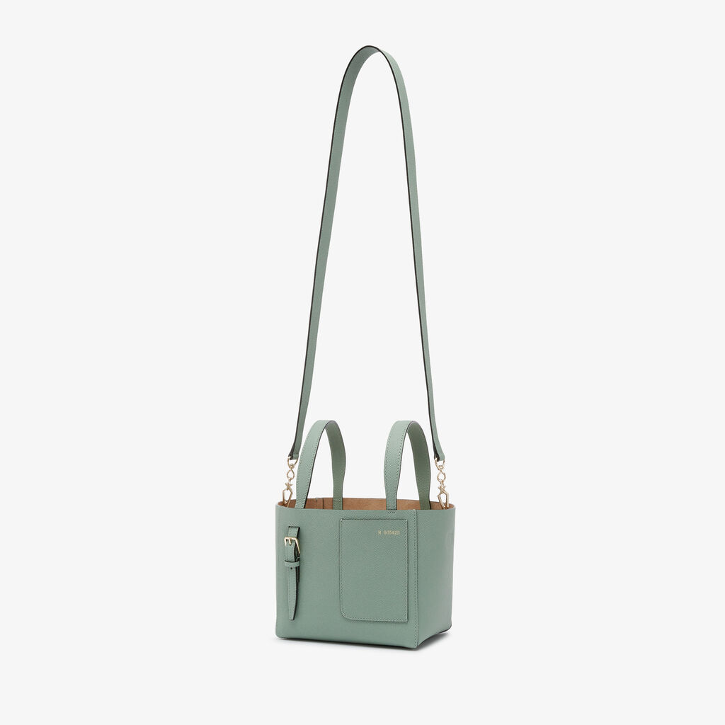 Valextra Borsa a Secchiello Soft Micro | Pelle di vitello Millepunte | Verde Eucalipto | Valextra Sottocosto