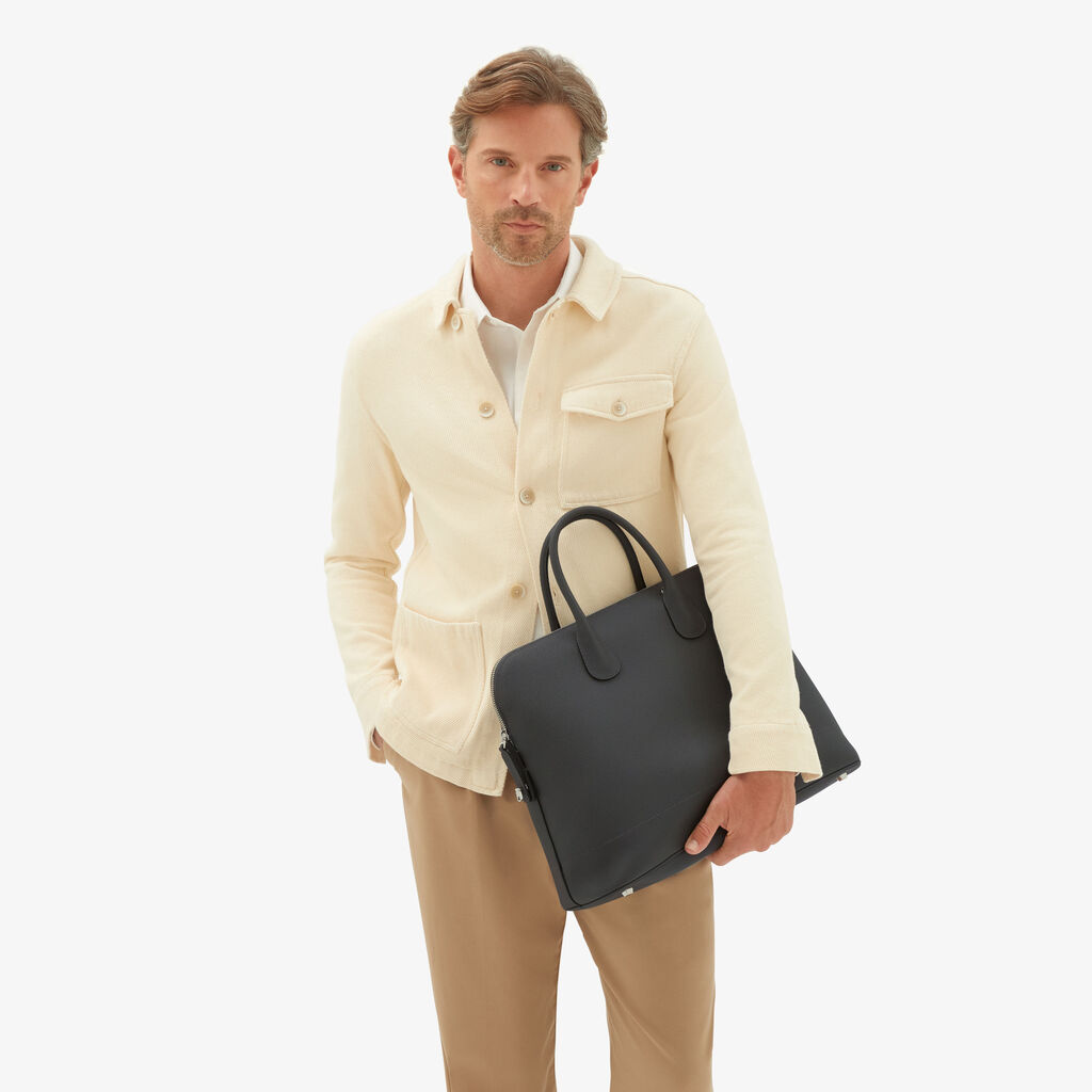 Valextra Tote bag con tracolla in Pelle Grigia | Valextra My Logo Novità
