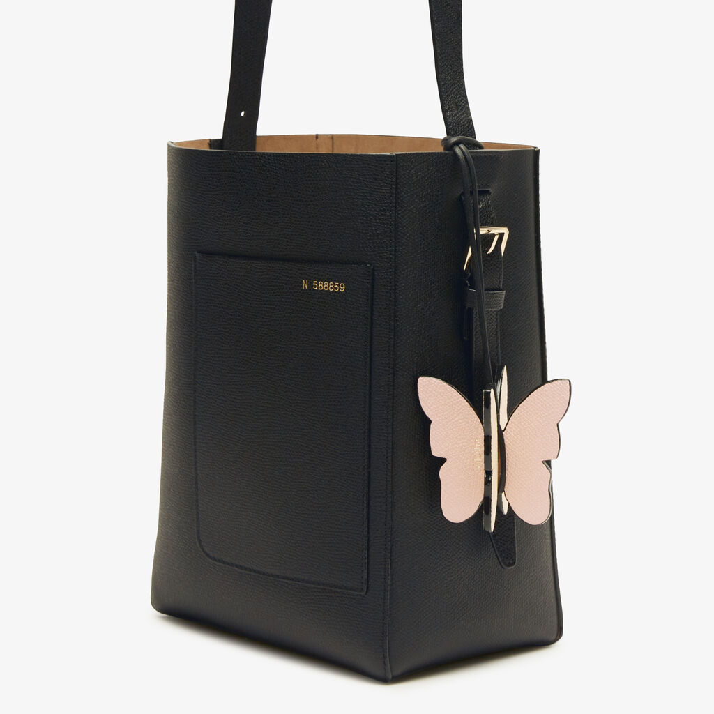 Valextra Charm Farfalla | Pelle di vitello Millepunte | Rosa Bonne Mine/Gallo Crema/Nero | Valextra Offerta