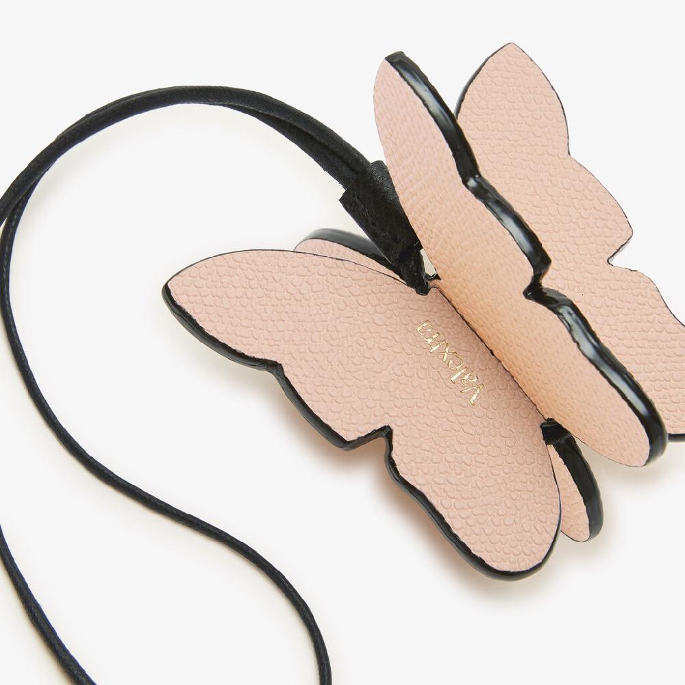 Valextra Charm Farfalla | Pelle di vitello Millepunte | Rosa Bonne Mine/Gallo Crema/Nero | Valextra Offerta