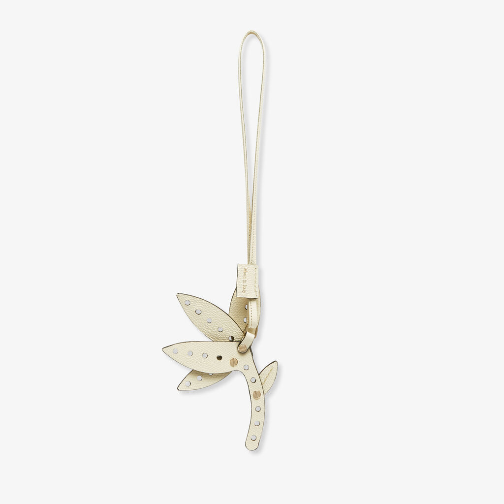 Valextra Charm Engineering Beauty Fiore | Pelle di vitello Millepunte | Bianco Pergamena | Valextra Economico