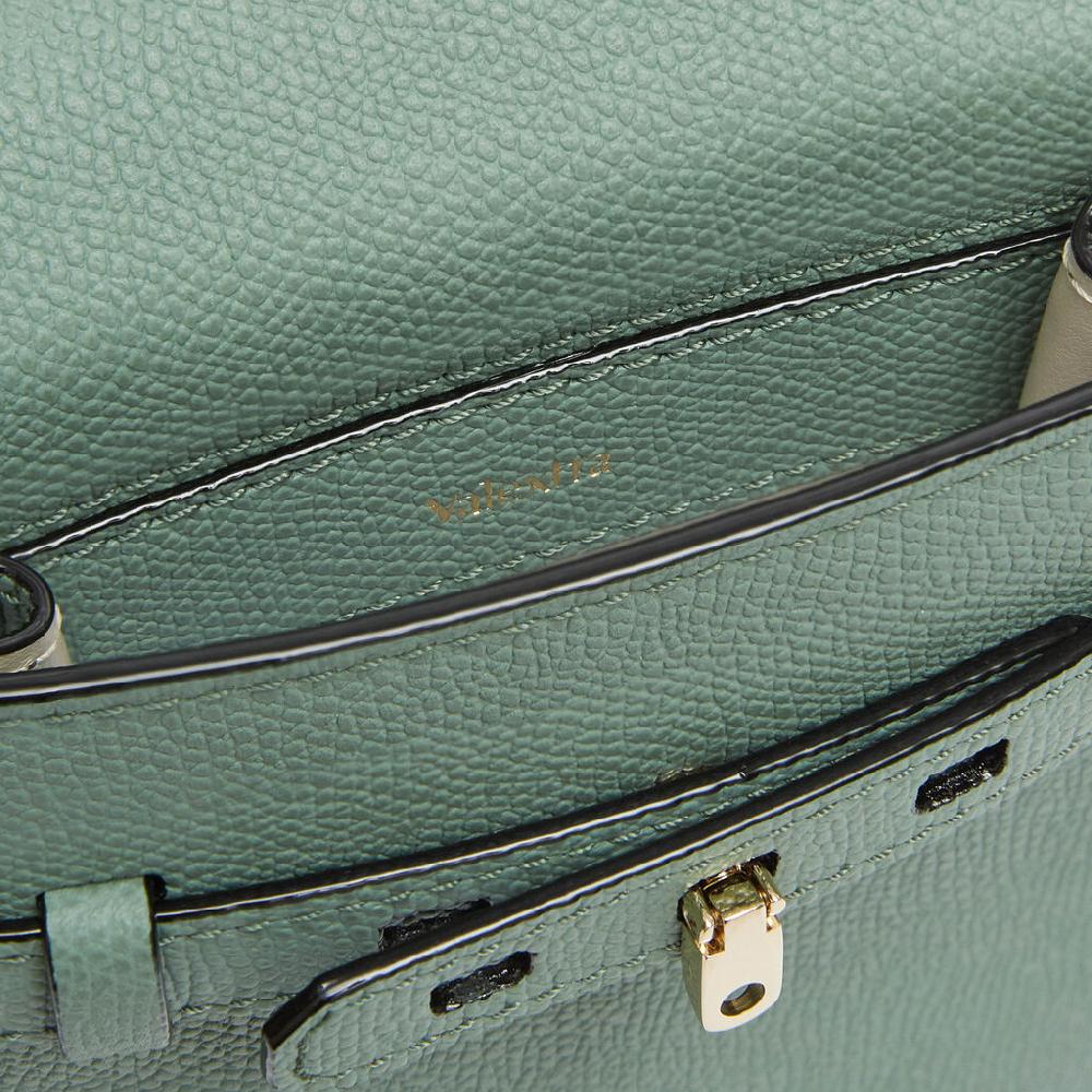 Valextra Borsa a Tracolla Brera B-Tracollina Slim Micro | Pelle di vitello Millepunte | Verde Eucalipto | Valextra Vendita Calda