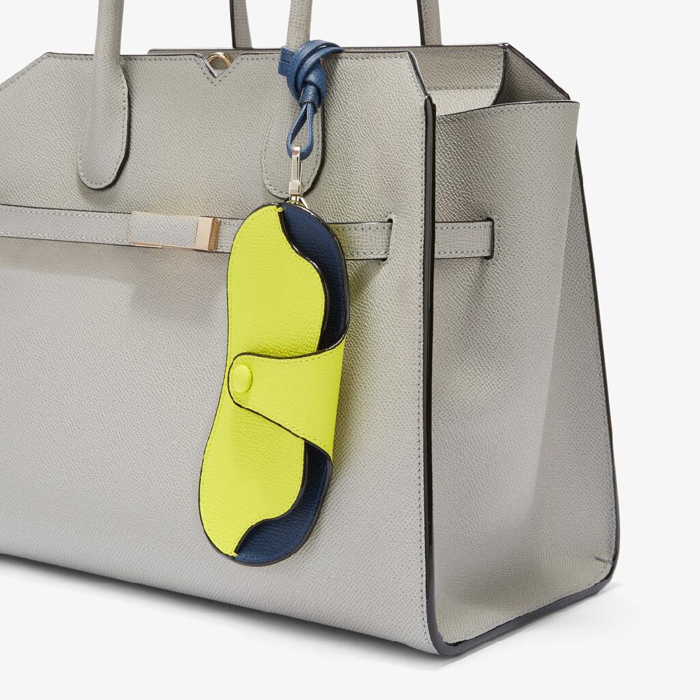 Valextra Custodia occhiali di Lusso in Pelle Gialla lime e Blu | Valextra I Più Venduti