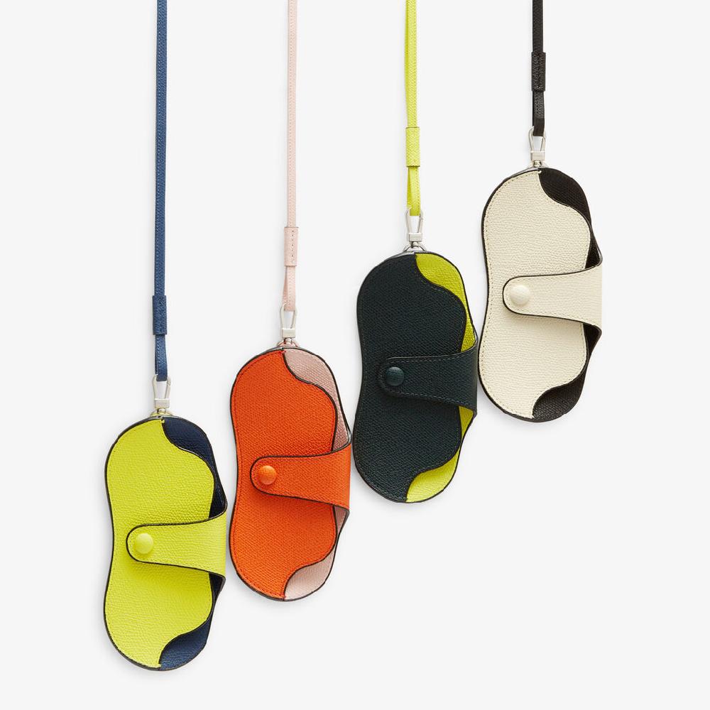 Valextra Custodia occhiali di Lusso in Pelle Gialla lime e Blu | Valextra I Più Venduti