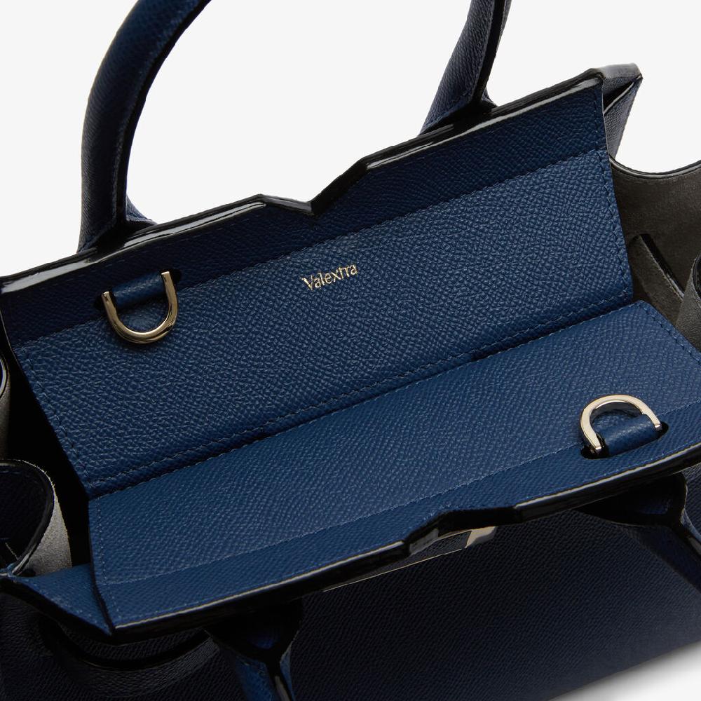 Valextra Borsa due manici da Donna di Lusso in Pelle Blu Zaffiro | Valextra Italia