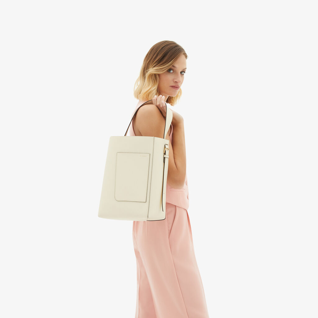 Valextra Borsa a secchiello da Donna Media in Pelle Bianca | Valextra Soft Nuovo