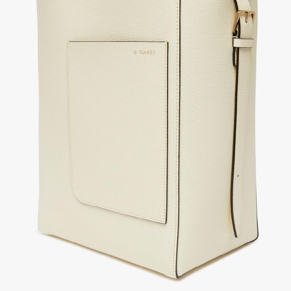 Valextra Borsa a secchiello da Donna Media in Pelle Bianca | Valextra Soft Nuovo