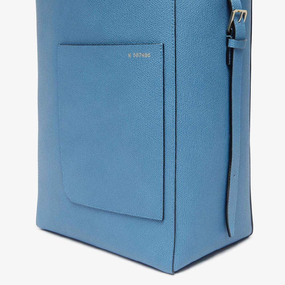 Valextra Borsa a secchiello da Donna Media in Pelle Azzurra | Valextra Soft Qualità