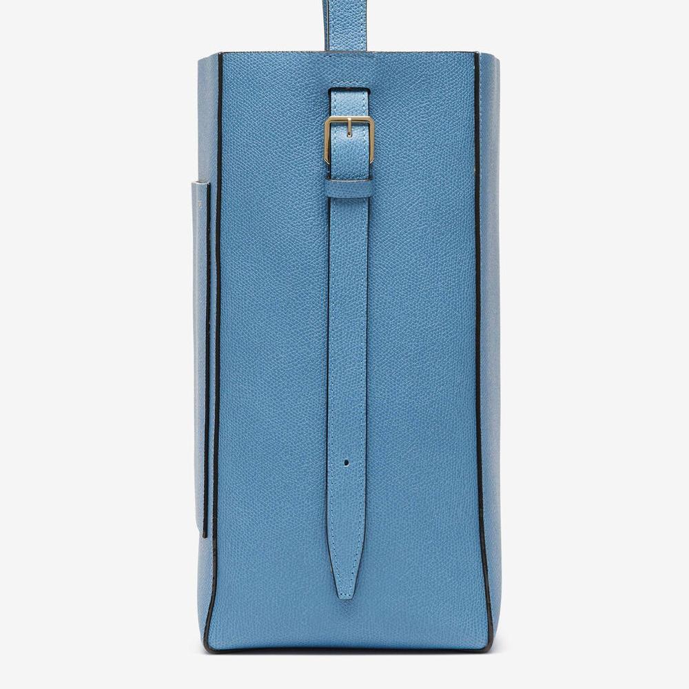 Valextra Borsa a secchiello da Donna Media in Pelle Azzurra | Valextra Soft Qualità