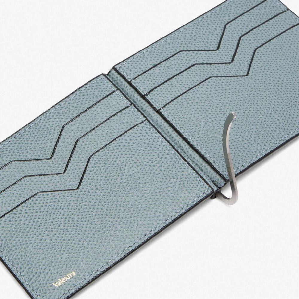 Valextra Portafoglio con fermasoldi in Pelle Azzurra cerulea | Valextra Milano Fino Al -60%