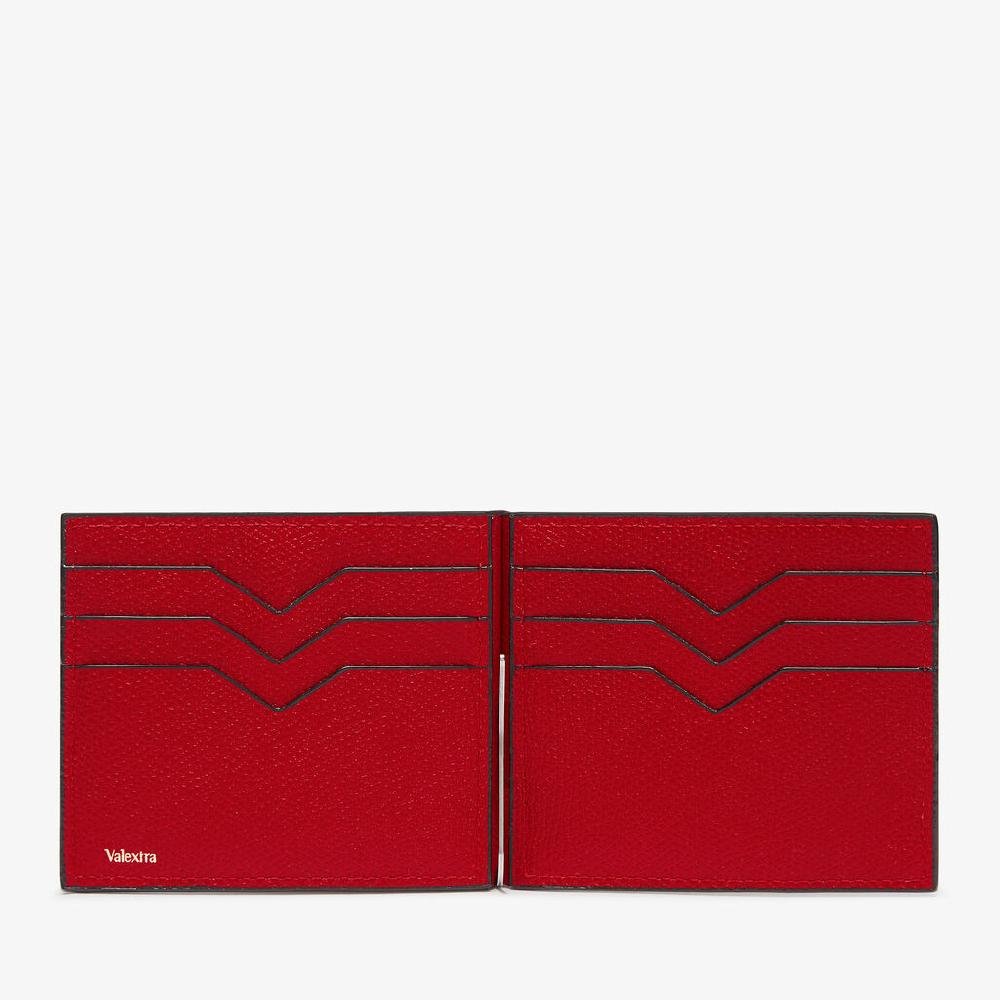 Valextra Portafoglio con fermasoldi in Pelle Rossa | Valextra Shopping Online