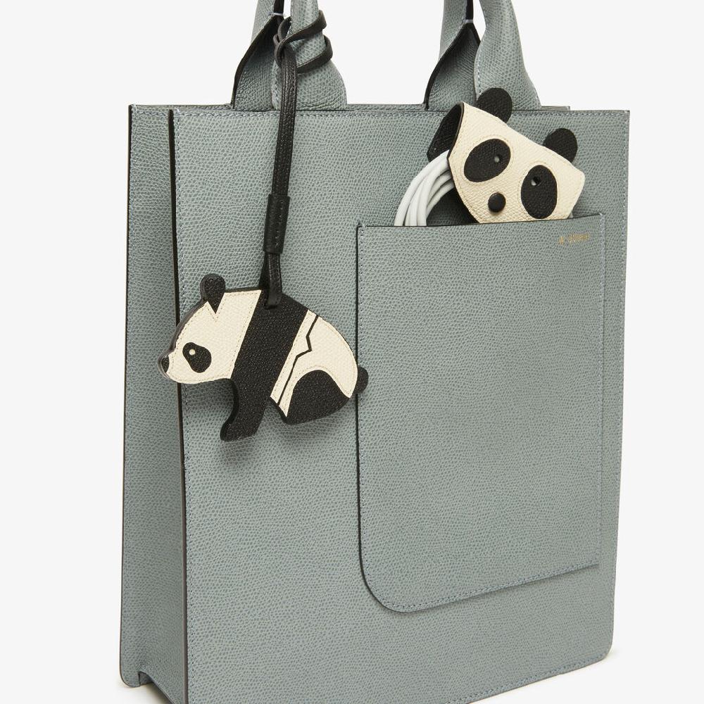 Valextra Charm per borsa Panda in Pelle Bianca e Nera | Valextra Offerta