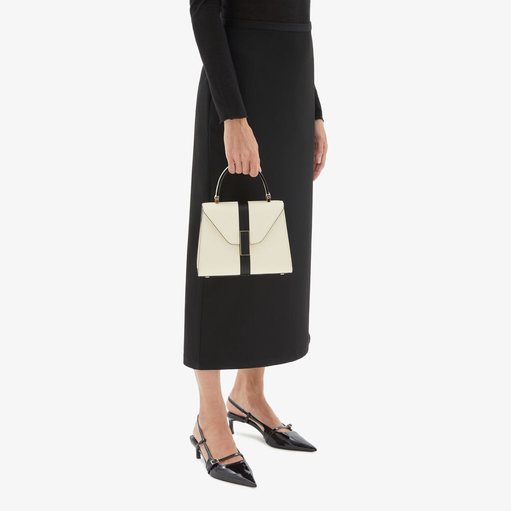 Valextra Borsa a mano Donna Lusso Pelle Bianca e Nera | Valextra Iside In Vendita